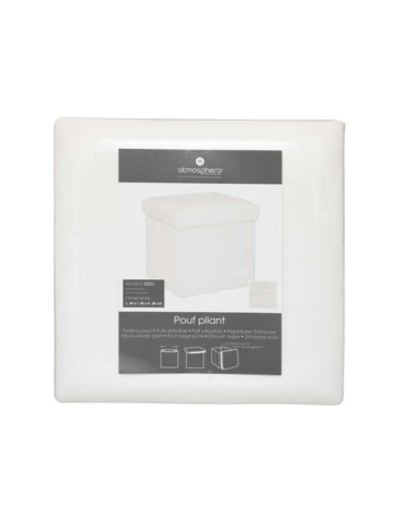 Puf Plegable Ezzio de Pelo Sintético Blanco 38cm