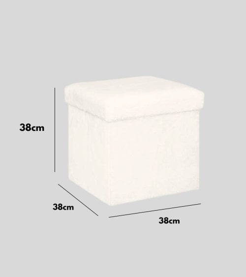 Puf Plegable Ezzio de Pelo Sintético Blanco 38cm