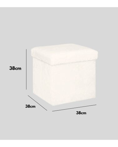 Puf Plegable Ezzio de Pelo Sintético Blanco 38cm