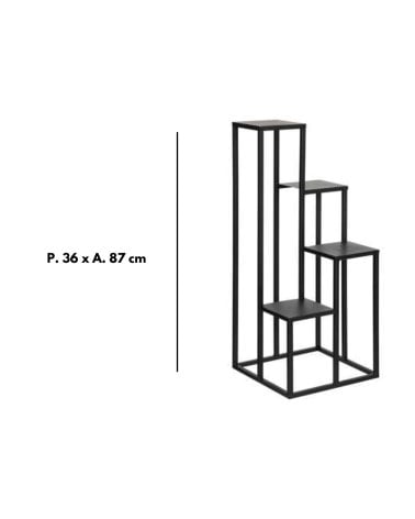 Portamacetas Negro de 4 Espacios de 87 cm