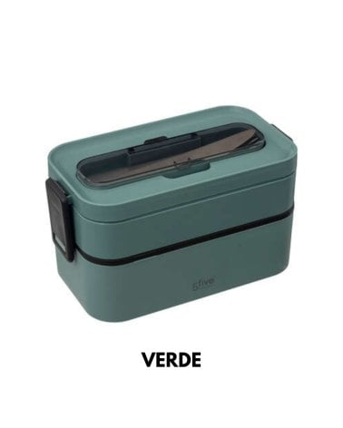 Fiambrera con 2 compartimentos y cubiertos - Varios Modelos