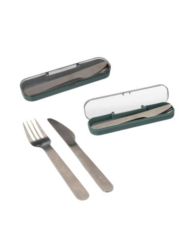 Fiambrera con 2 compartimentos y cubiertos - Varios Modelos