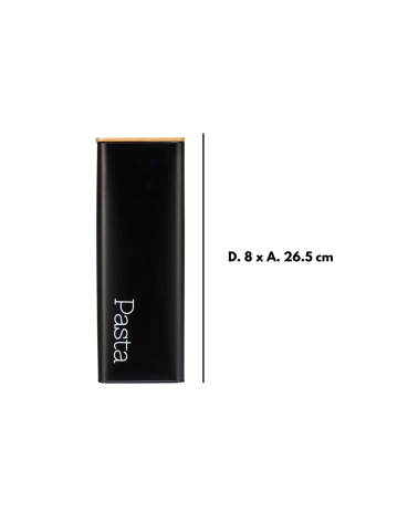 Bote Negro de Metal para Espagueti con Tapa de Bambú