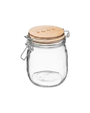 Tarro de Cristal Con Tapa de Madera Wording de 0,75 L