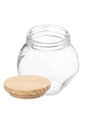 Tarro de Cristal Inclinado con Tapa de Pino de 0,65 L