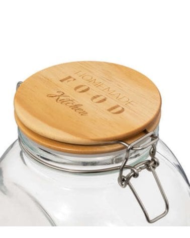 Tarro de Cristal Inclinado con Tapa Madera de 1,5 L