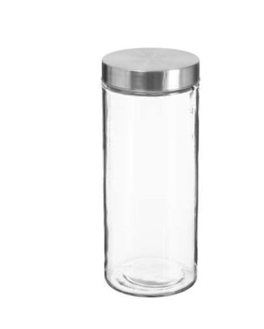 Tarro de Cristal con Tapa de Acero Inoxidable de 2 L