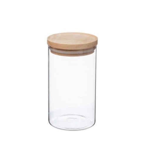Tarro Hermet con Tapa de Madera de 1 L