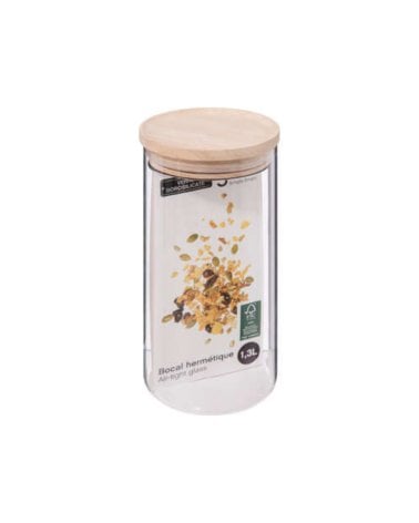 Tarro Hermet con Tapa de Madera de 1,3 L