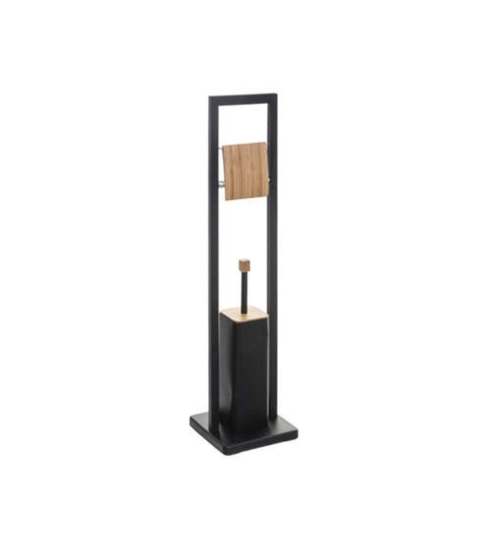 Soporte Negro para Escobilla y Papel de Baño