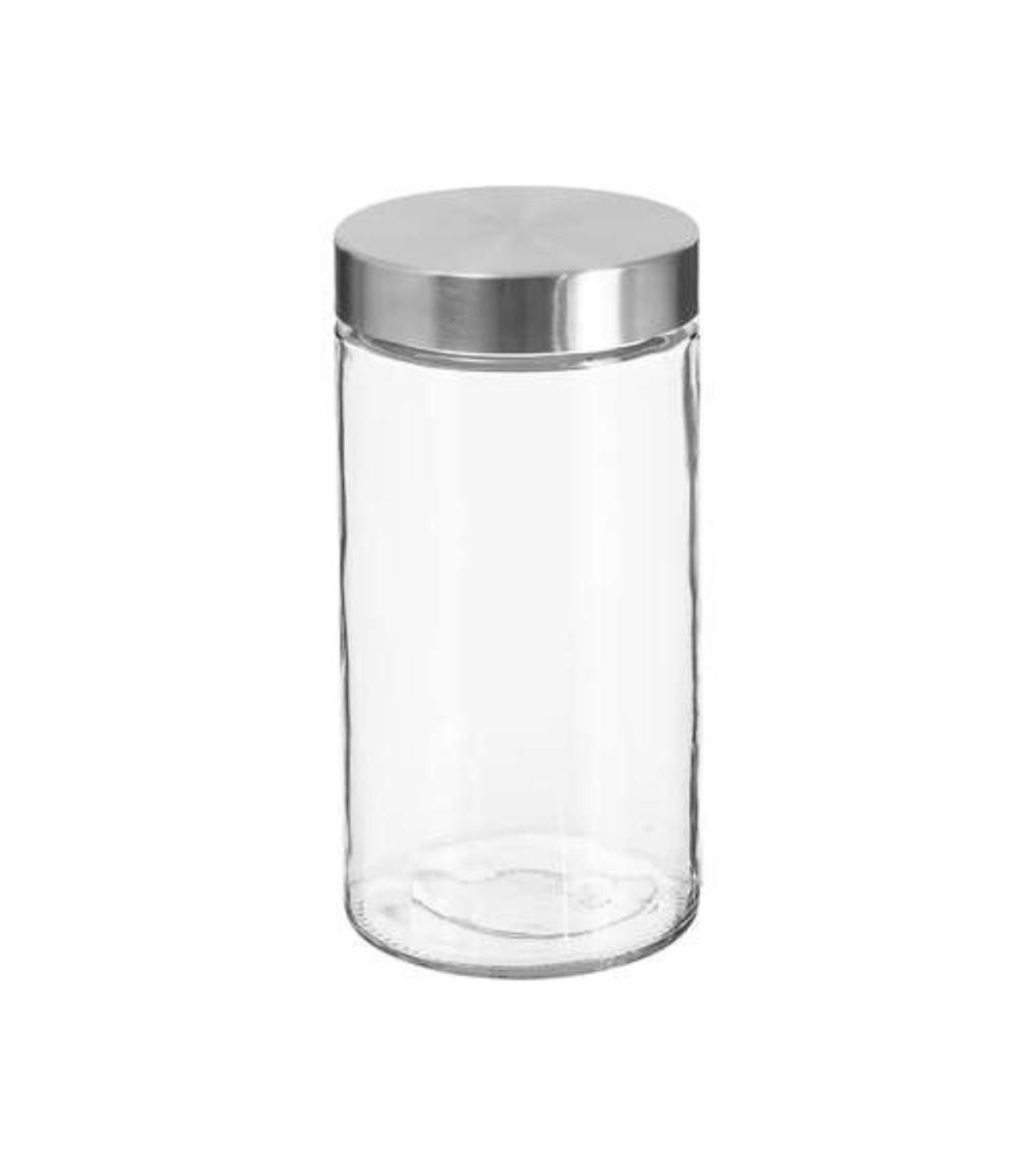 Tarro de Cristal con Tapa de Acero Inoxidable de 1,7 L