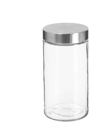 Tarro de Cristal con Tapa de Acero Inoxidable de 1,7 L