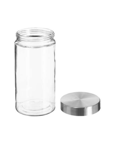 Tarro de Cristal con Tapa de Acero Inoxidable de 1,7 L