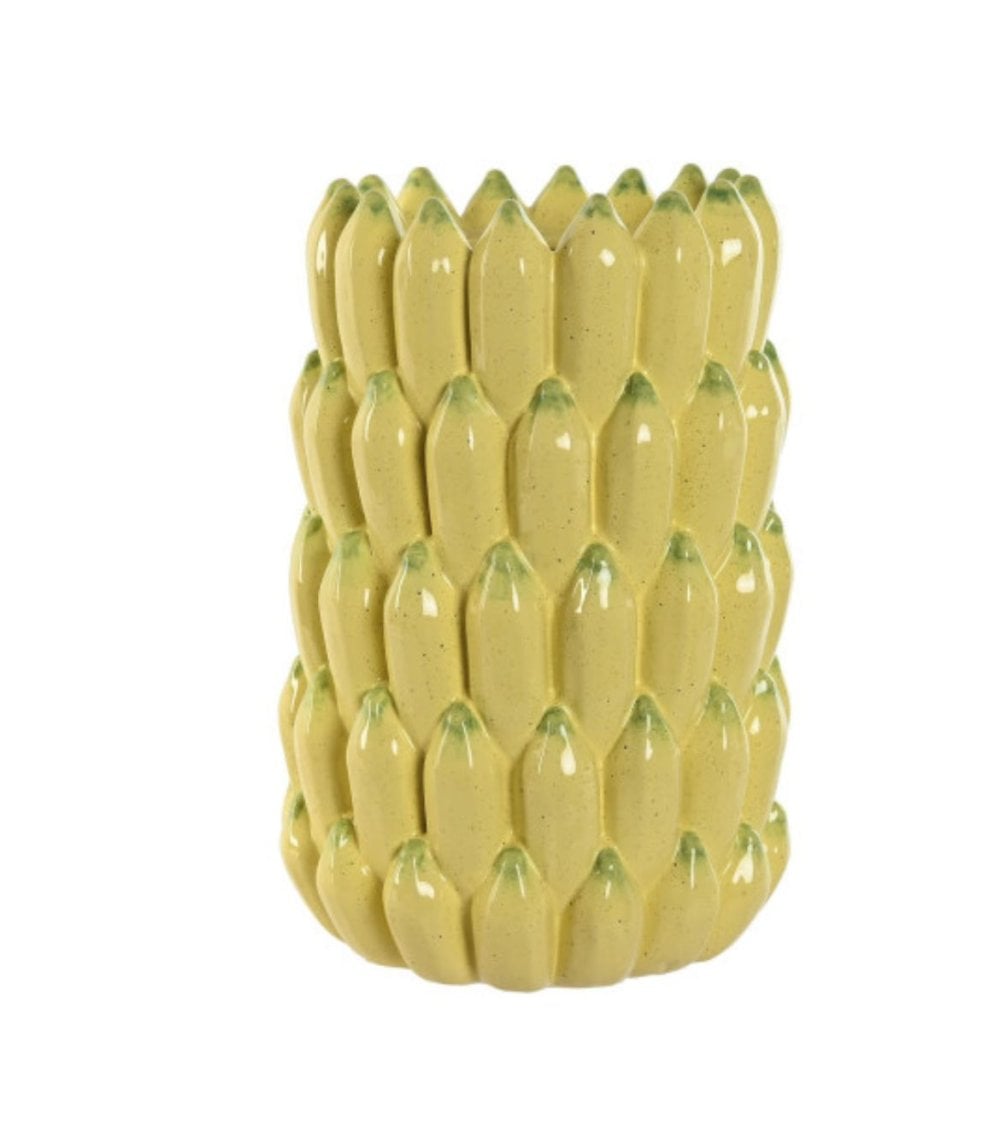 Jarrón Cerámico Amarillo, Plátanos