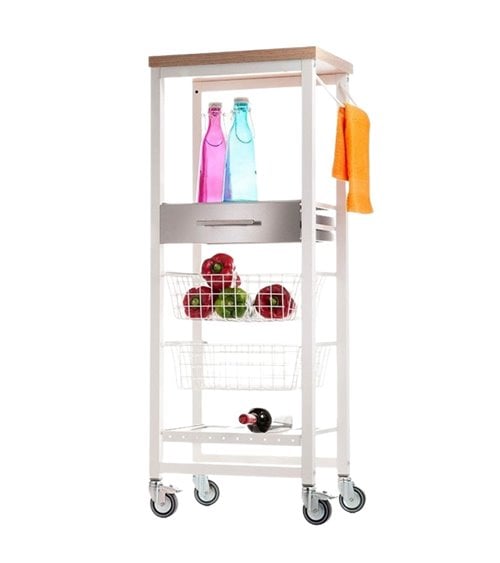 Carro Multiusos Onda Alto con Dos Cestas Blanco