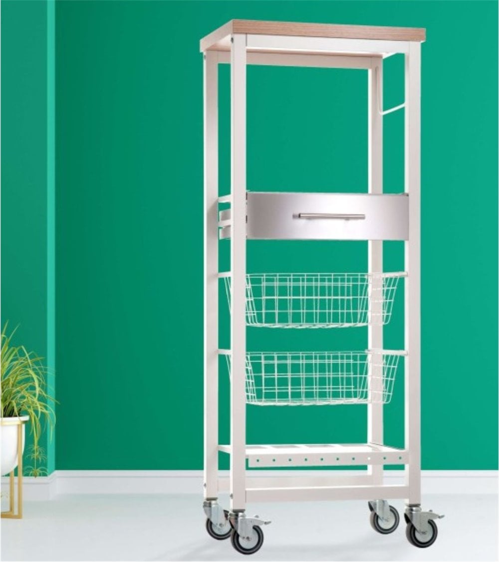 Carro Multiusos Onda Alto con Dos Cestas Blanco