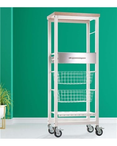 Carro Multiusos Onda Alto con Dos Cestas Blanco