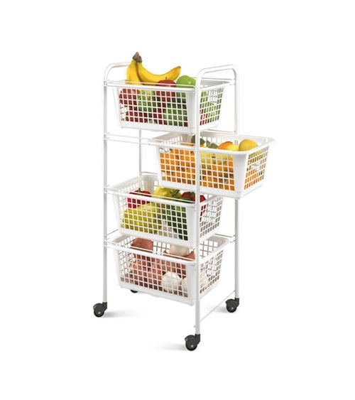 Carro Multiusos con Cuatro Cestos Blanco Miami