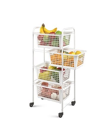 Carro Multiusos con Cuatro Cestos Blanco Miami