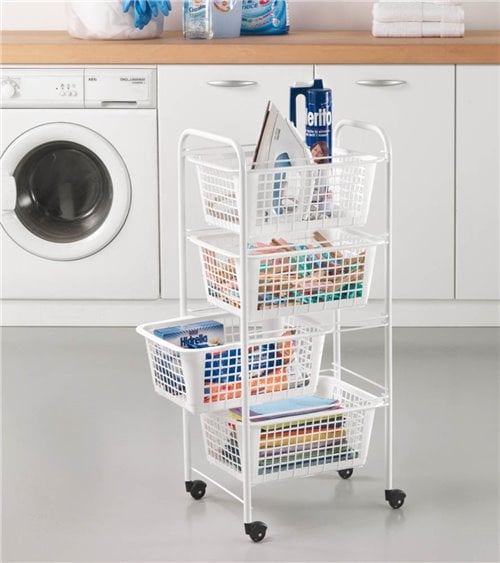 Carro Multiusos con Cuatro Cestos Blanco Miami