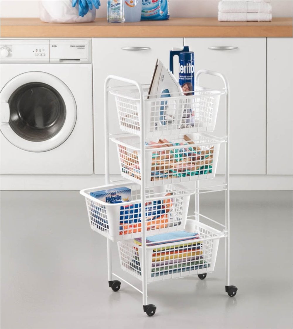 Carro Multiusos con Cuatro Cestos Blanco Miami