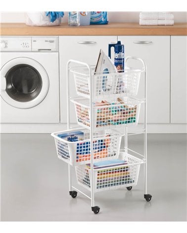 Carro Multiusos con Cuatro Cestos Blanco Miami