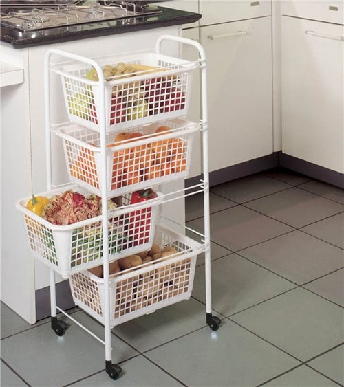 Carro Multiusos con Cuatro Cestos Blanco Miami