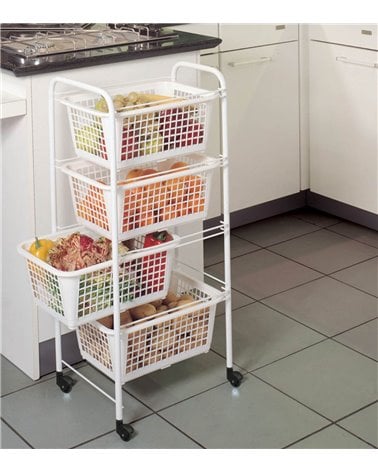 Carro Multiusos con Cuatro Cestos Blanco Miami