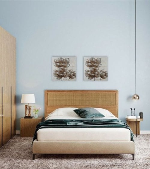 Cabecero para cama de 90cm de Ratán y Madera de Paulonia