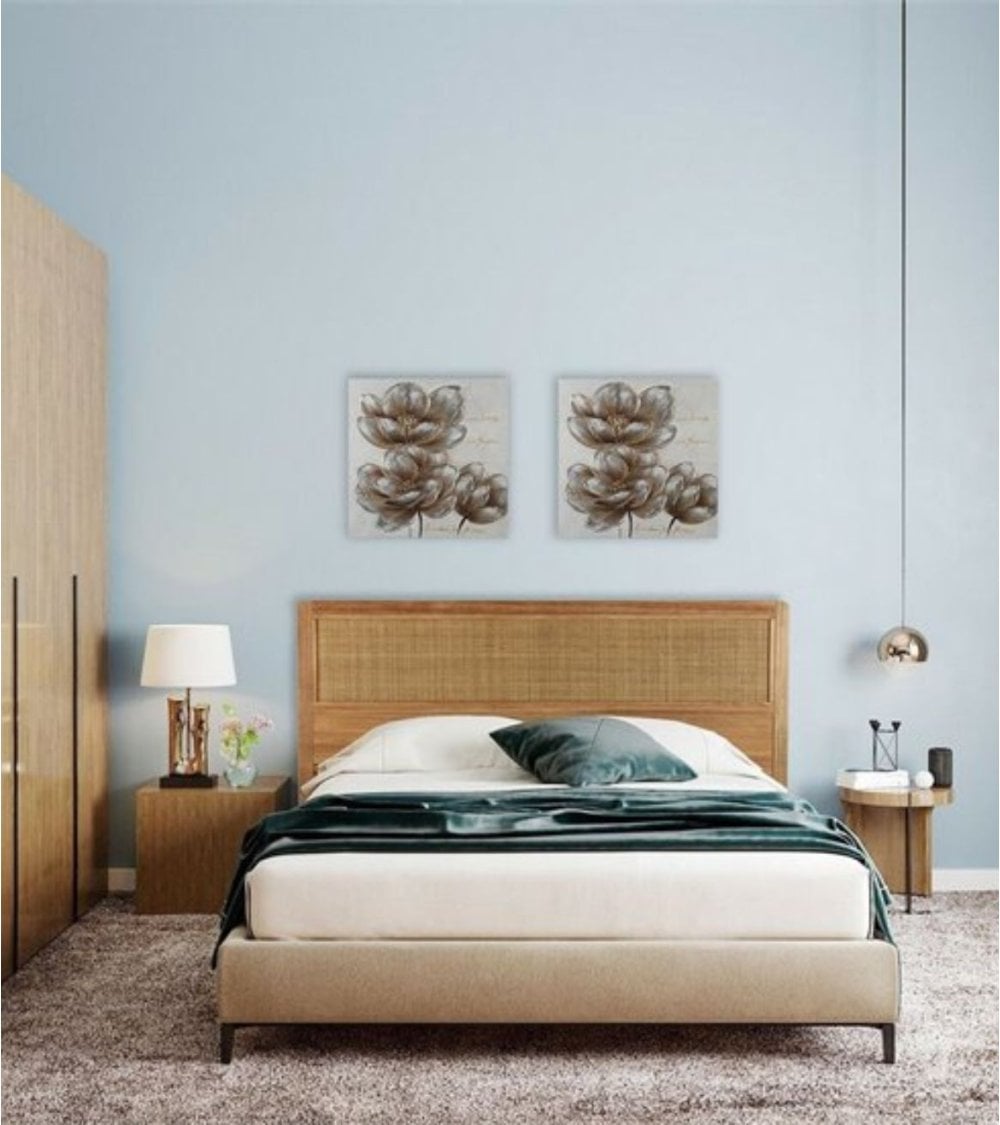 Cabecero para cama de 90cm de Ratán y Madera de Paulonia