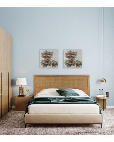 Cabecero para cama de 90cm de Ratán y Madera de Paulonia