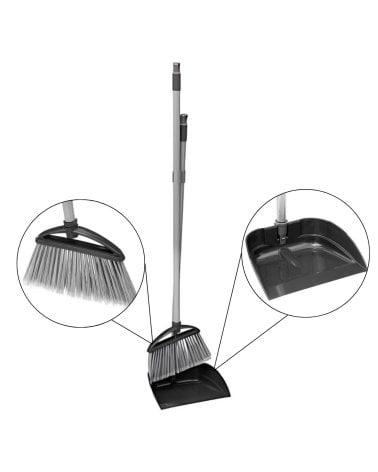Escoba y Recogedor Gris con Soporte