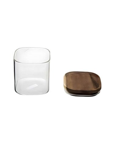 Tarro Cuadrado Hermet con Tapa de Madera de 0,6 L