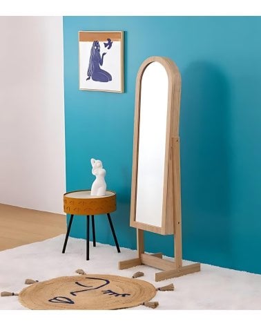 Espejo con Armario Joyero de Madera Natural de 145 Cm