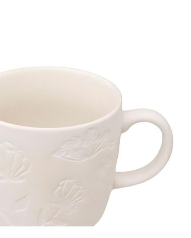 Taza Estilo Arcilla Blanca con Flores