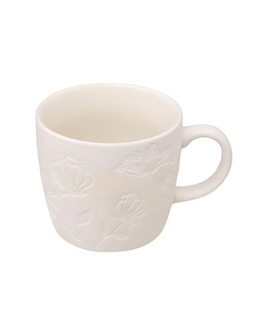Taza Estilo Arcilla Blanca con Flores