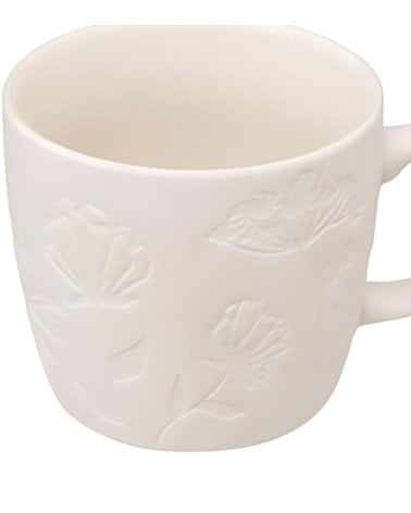 Taza Estilo Arcilla Blanca con Flores