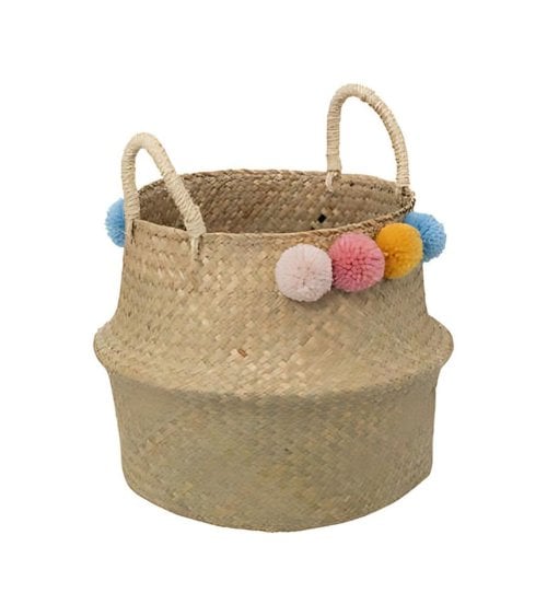 Cesta de Caña con Pompones...