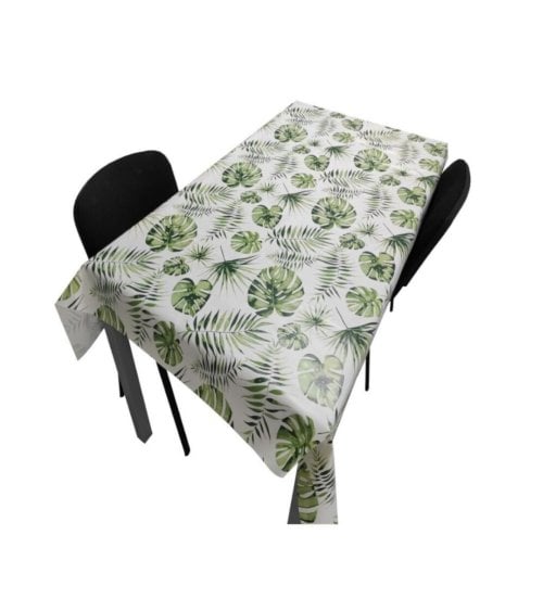 Hule al Corte con Estampado de Hojas Tropicales