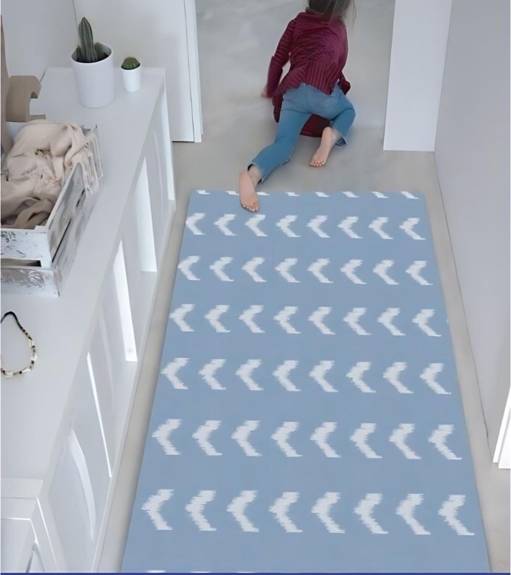 Alfombra Pasillera Vinílica al Corte con Estampado Geométrico