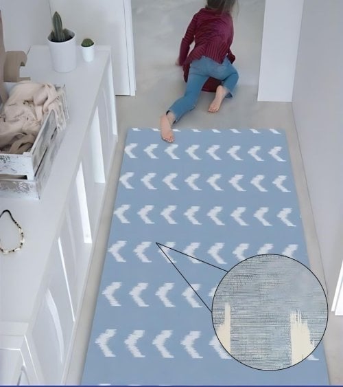 Alfombra Pasillera Vinílica al Corte con Estampado Geométrico