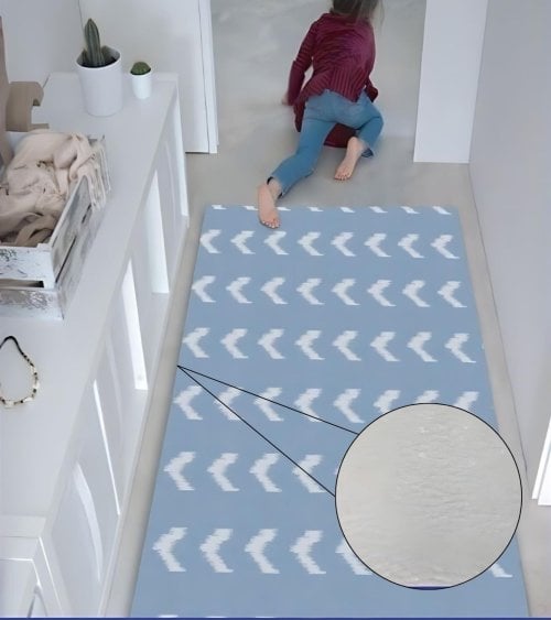 Alfombra Pasillera Vinílica al Corte con Estampado Geométrico