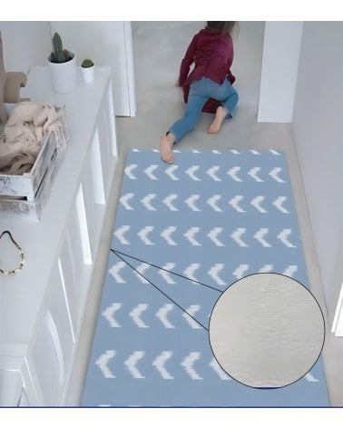 Alfombra Pasillera Vinílica al Corte con Estampado Geométrico