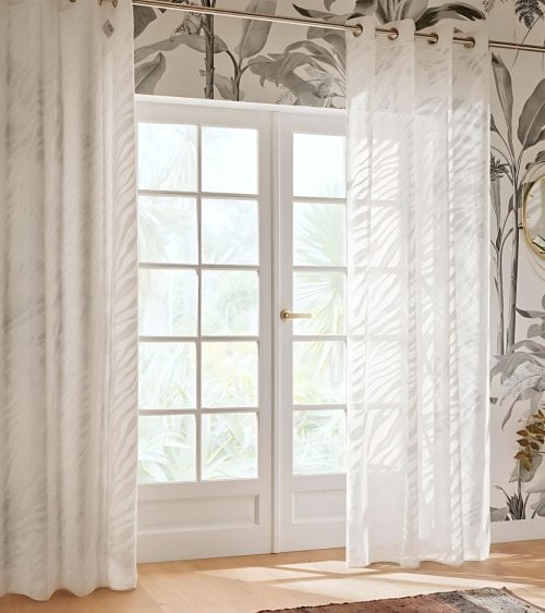 Visillo Jacquard Tropical Blanco