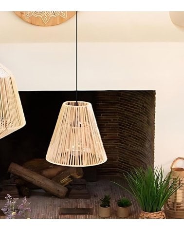 Lámpara Colgante Guiada de Cuerda Tejida