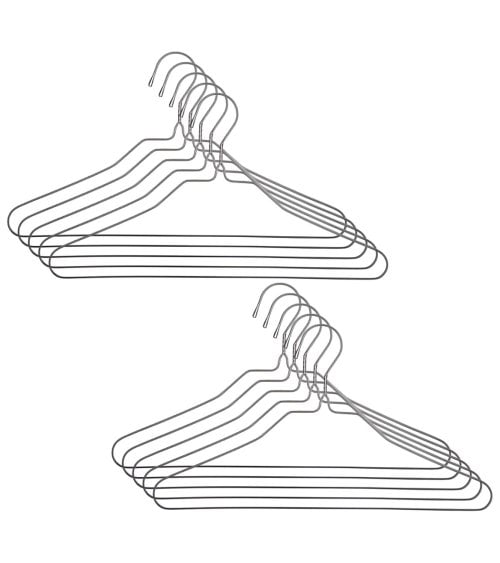Set de 10 Perchas de Metal Gris