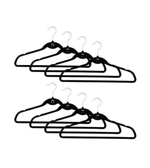 Set de 8 Perchas Negras de Terciopelo