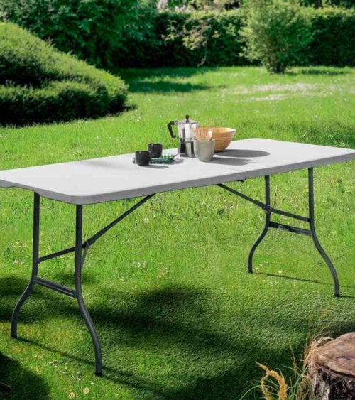 Mesa Plegable de PVC y Aluminio Blanca