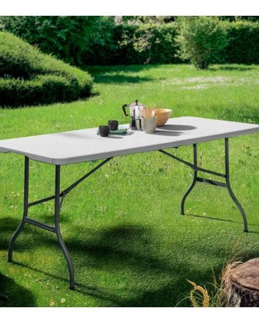 Mesa Plegable de PVC y Aluminio Blanca