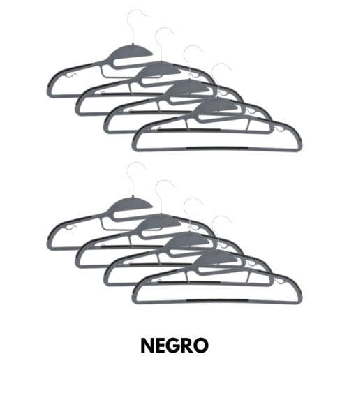 Set de 8 Perchas de Plástico Bimaterial